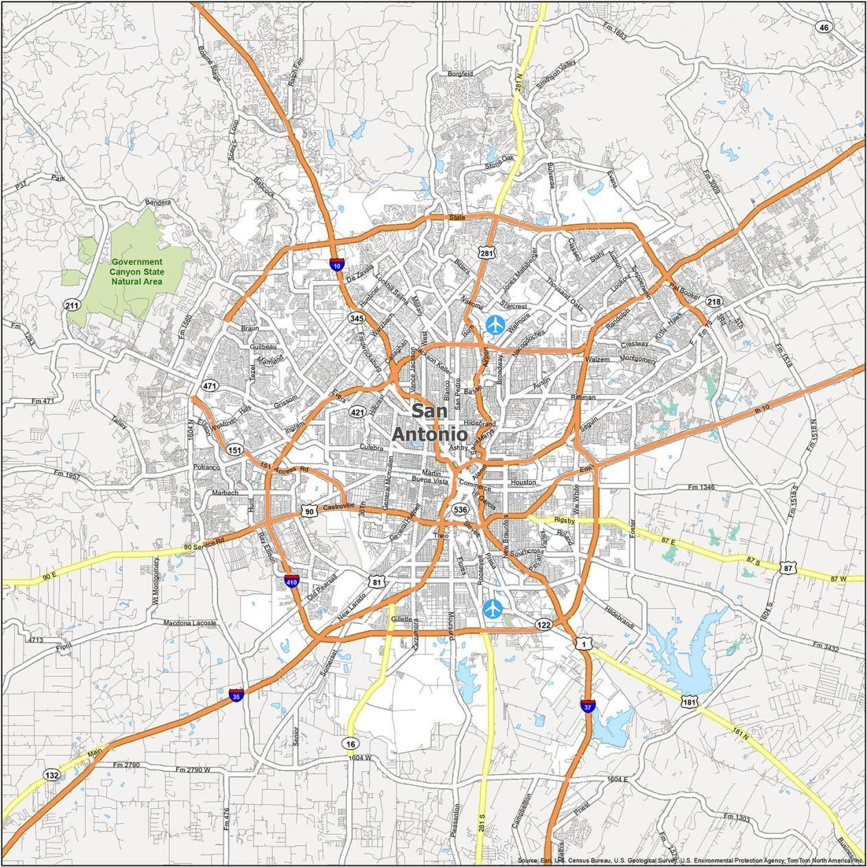 Printable Map Of San Antonio Texas
