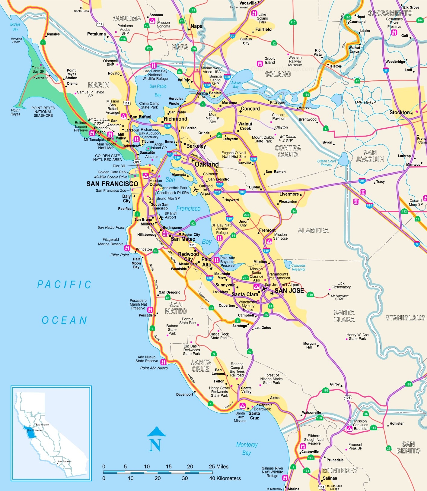 Printable Map Of San Francisco Bay Area