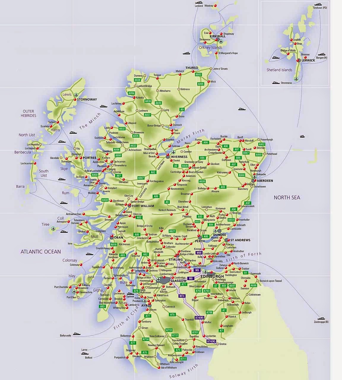 Printable Map Of Scotland Adams Printable Map