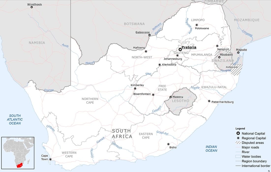 Printable Map Of South Africa Free Download And Print For You 