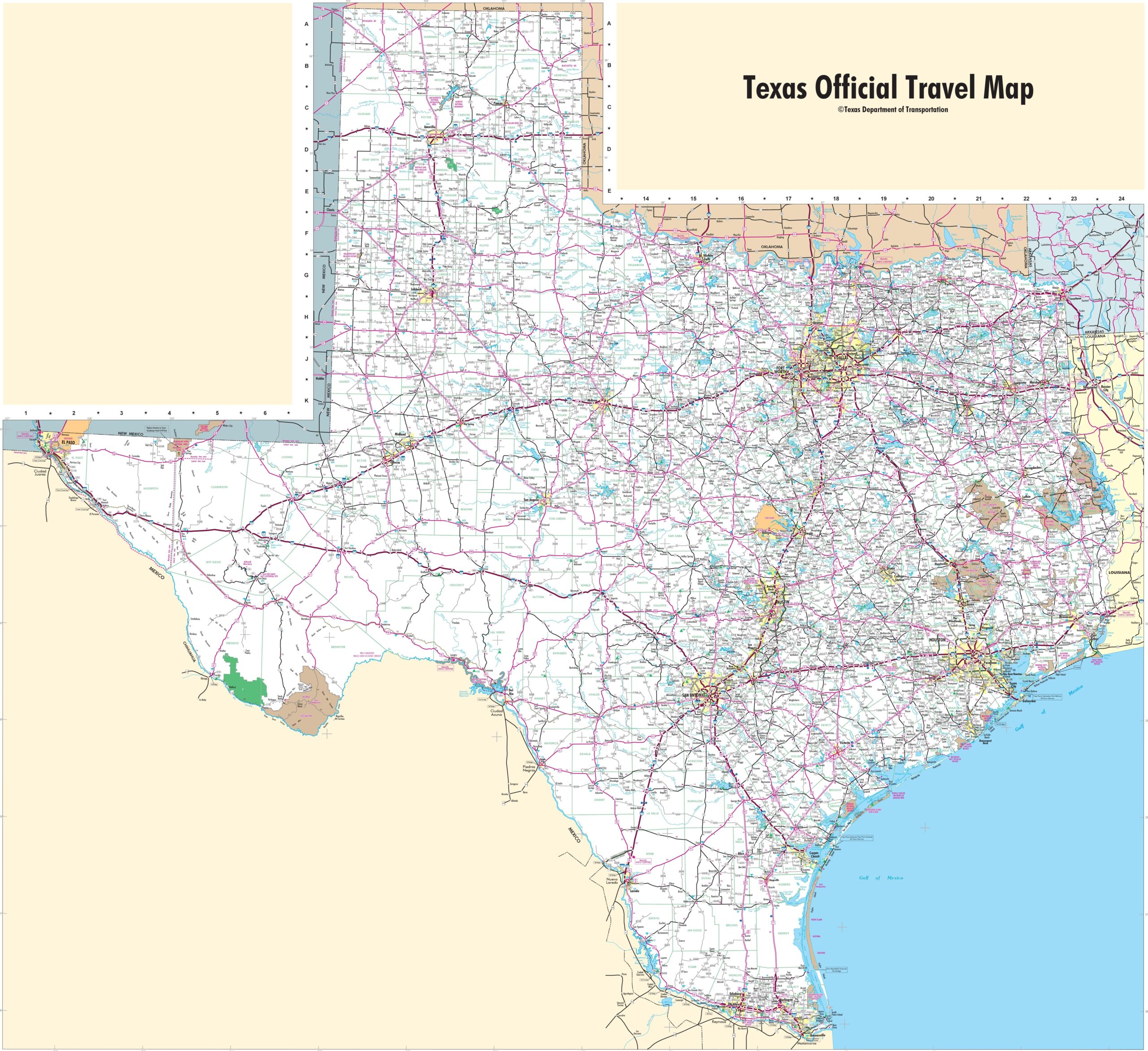 Printable Map Of Texas Cities