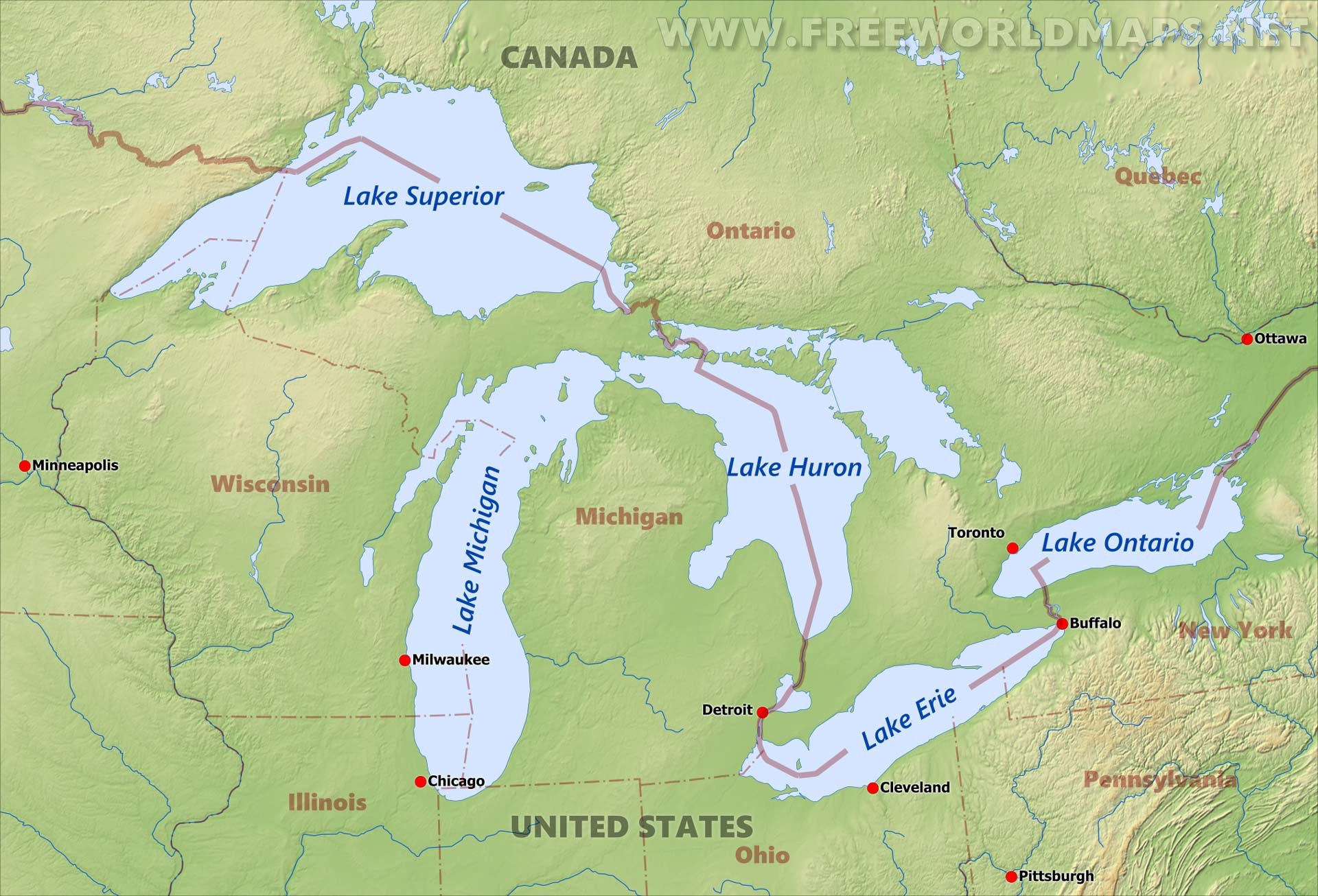 Printable Map Of The 5 Great Lakes Elegant Map Of Great Lakes And 
