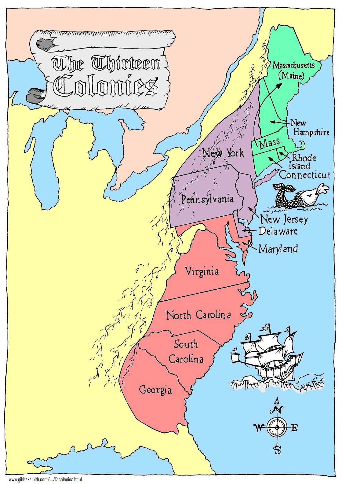 Printable Map Of The Thirteen Original Colonies Dev onallcylinders