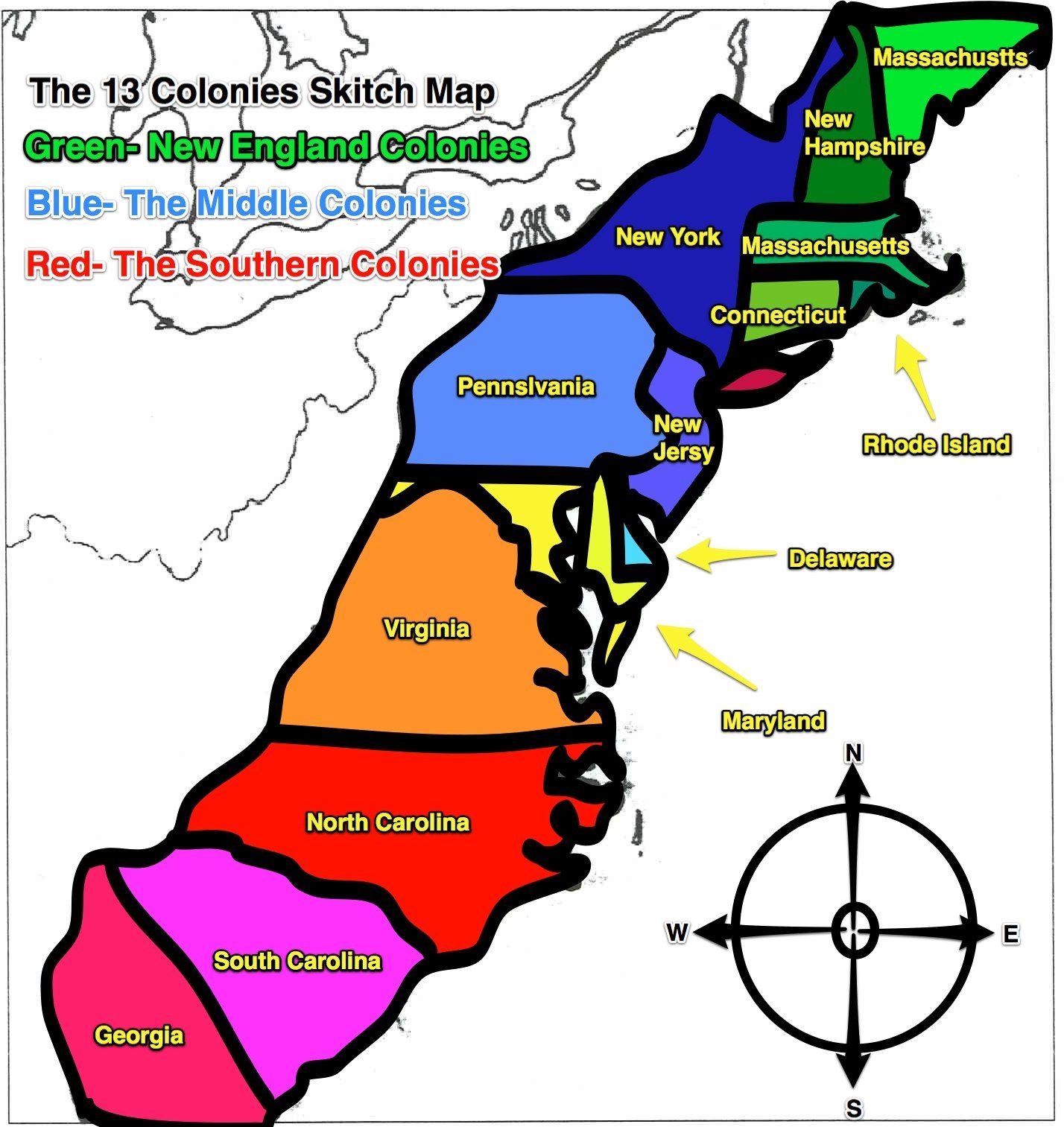 Printable Map Of The Thirteen Original Colonies Dev onallcylinders