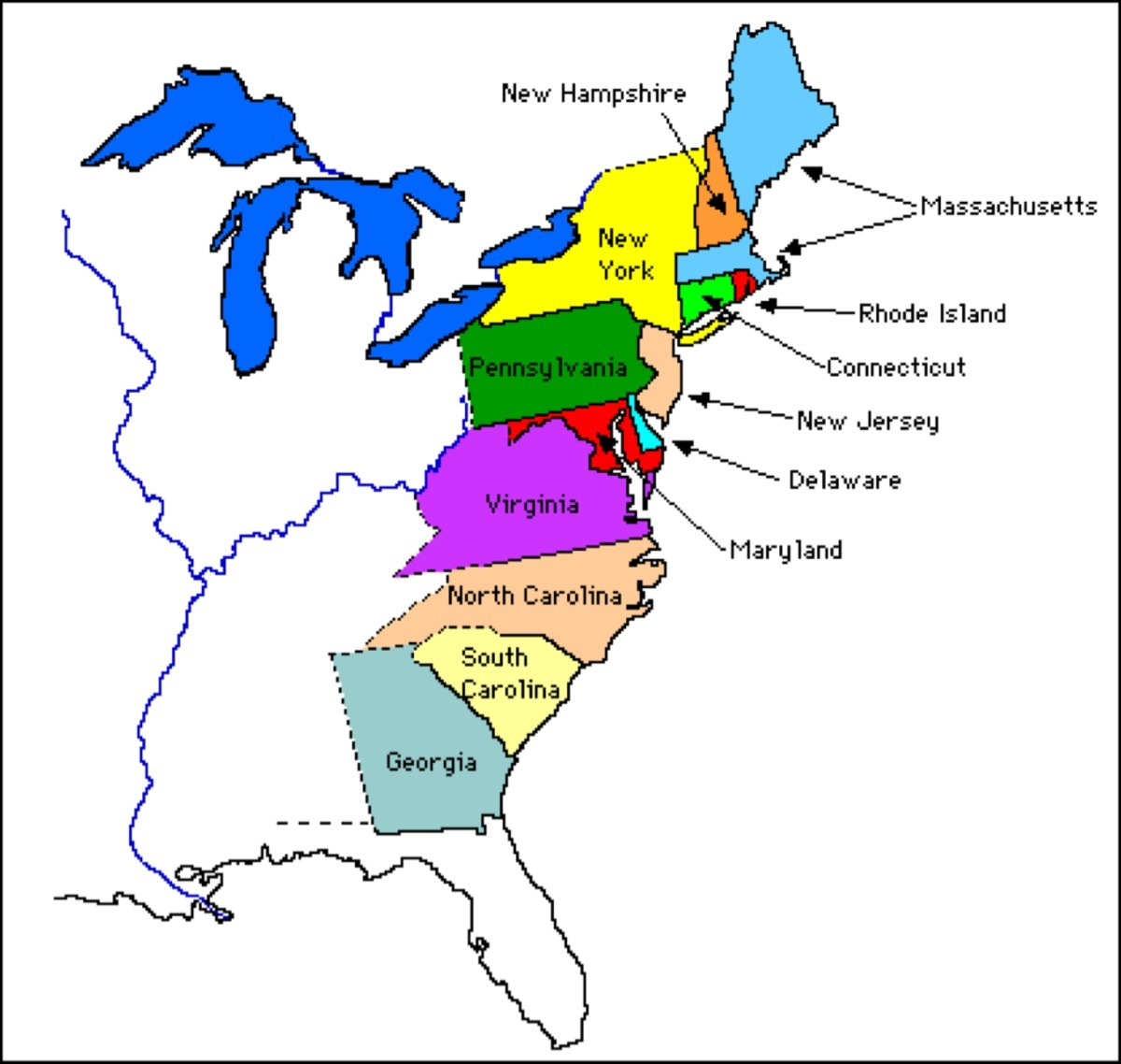 Printable Map Of The Thirteen Original Colonies Printable Word Searches