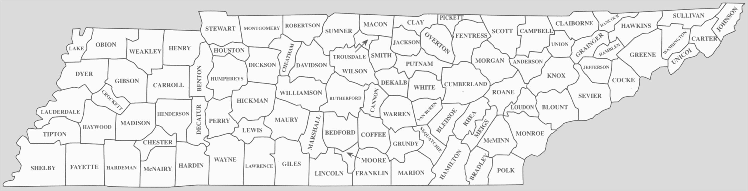 Printable Map Of Tn Counties