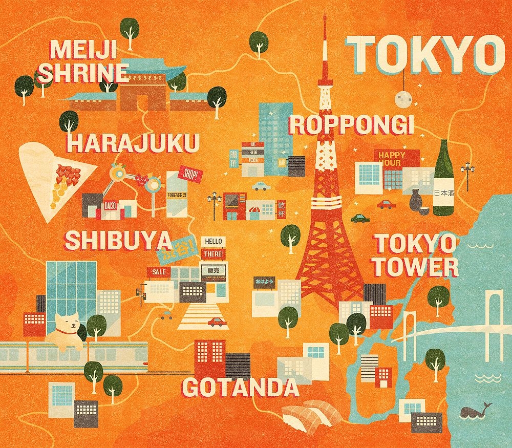 Printable Map Of Tokyo Attractions Printable New Year Banners