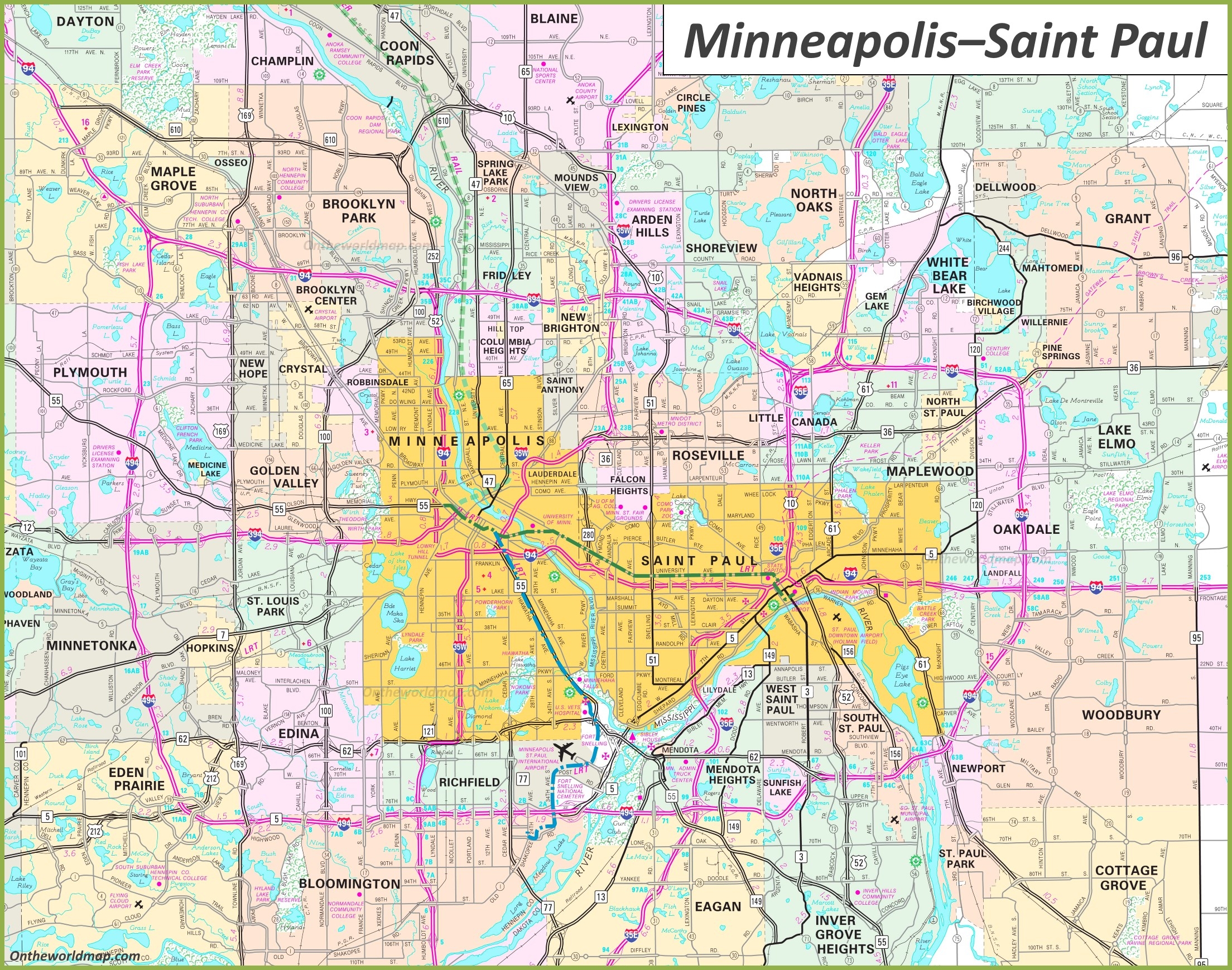 Printable Map Of Twin Cities Metro Area