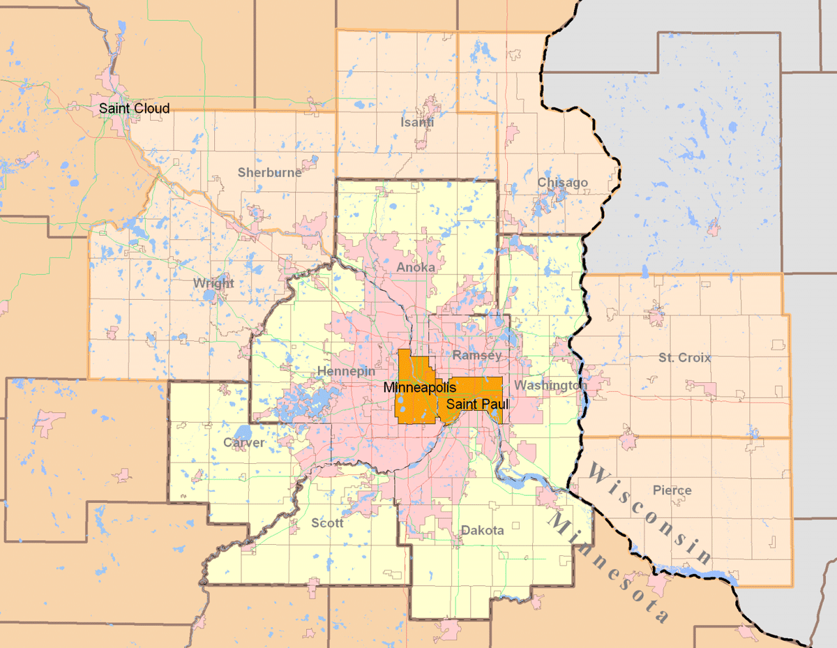 Printable Map Of Twin Cities Metro Area