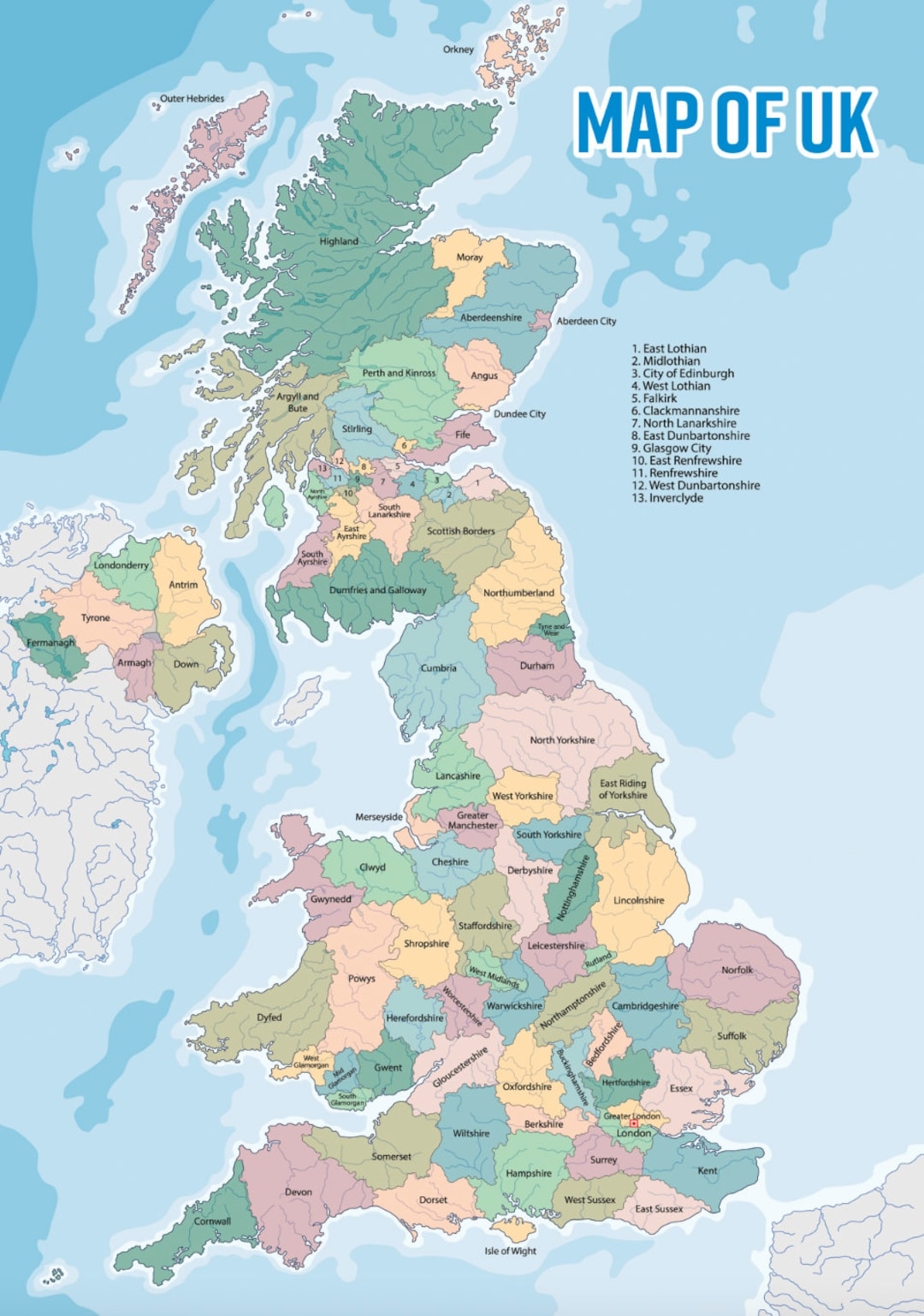 Printable Map Of Uk