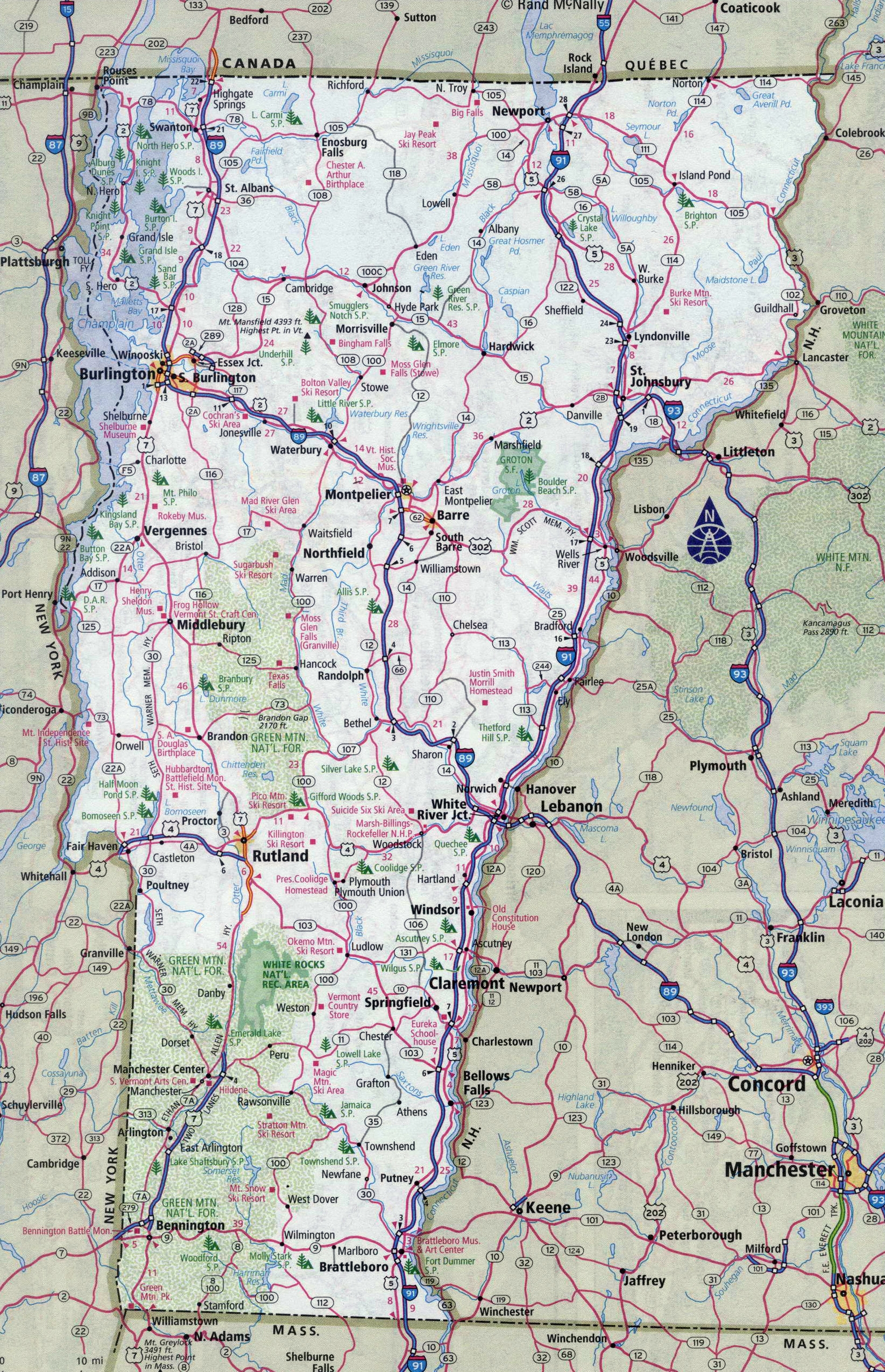 Printable Map Of Vermont Towns