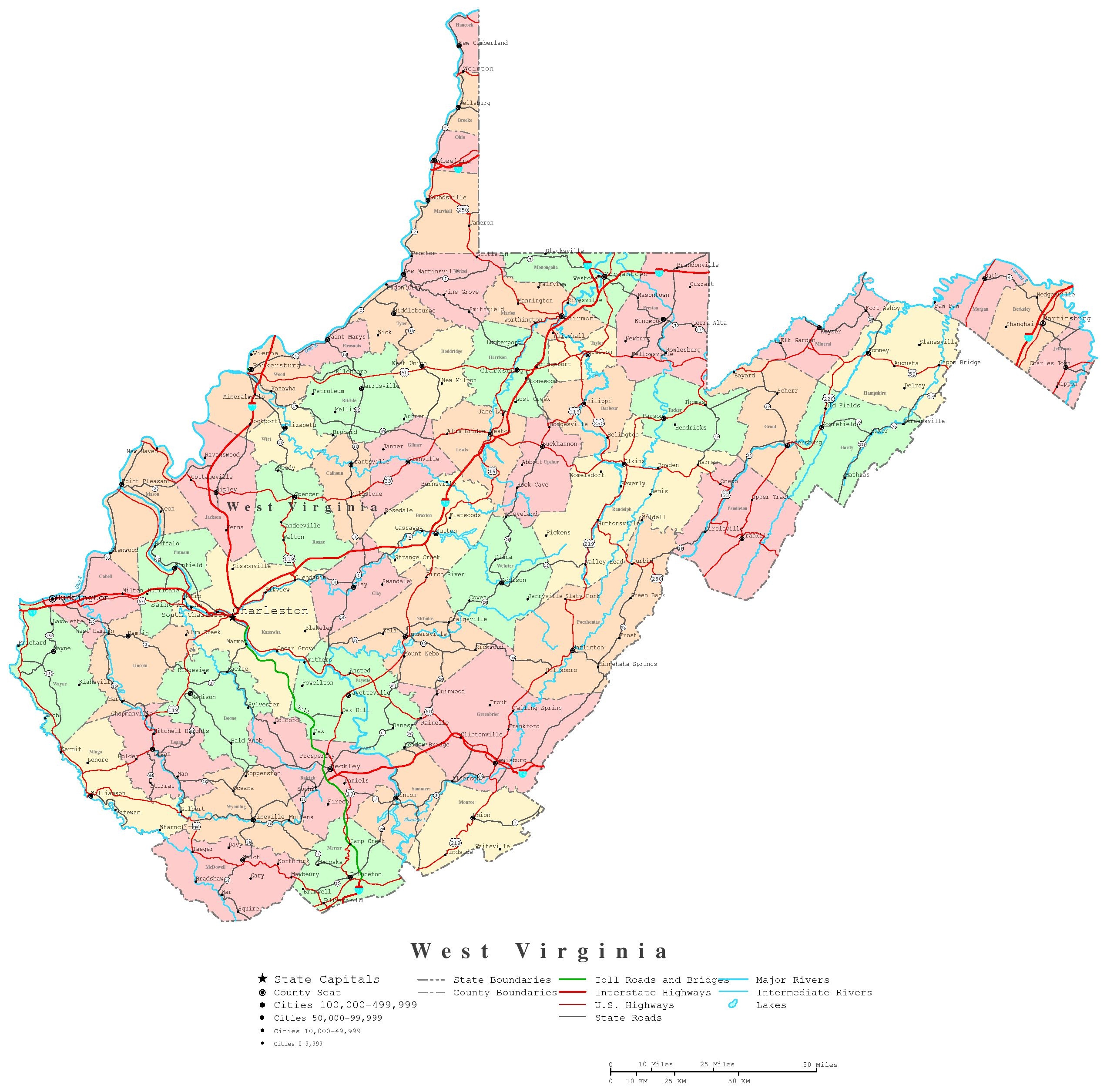 Printable Map Of West Virginia Virginia Map