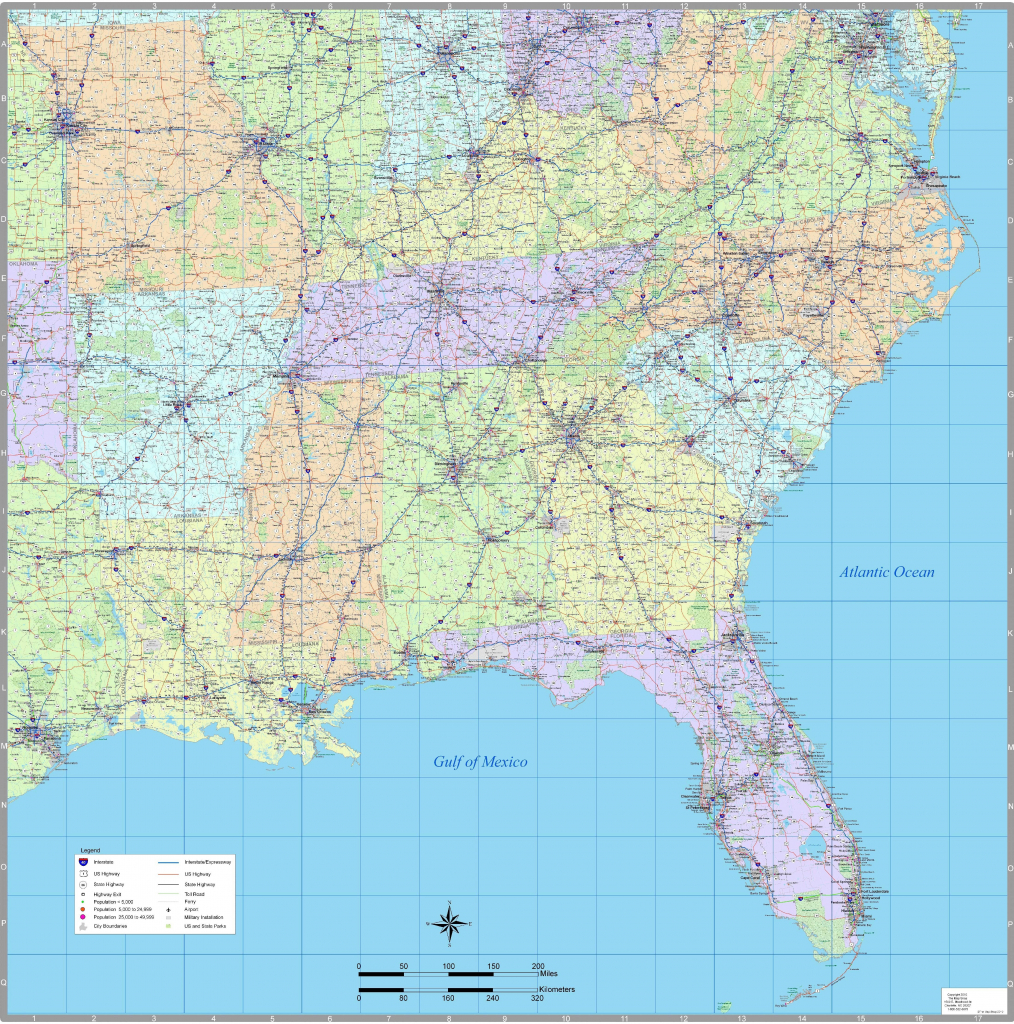 Printable Map Southeast Us