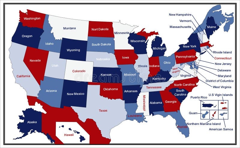 Printable Map United States State Names Stock Illustrations 1 