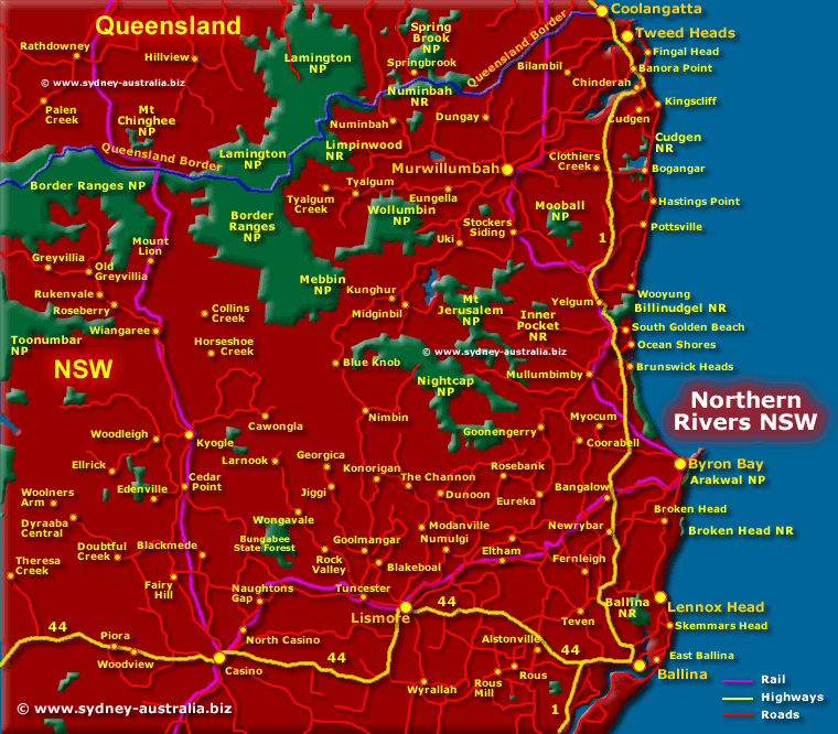 Printable Maps Northern Nsw Adams Printable Map
