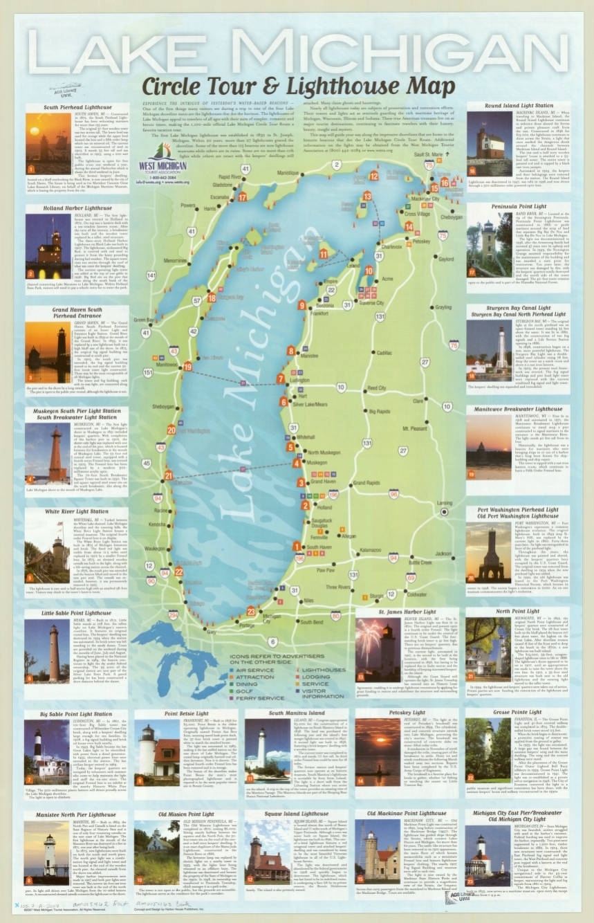Printable Michigan Lighthouse Map Free Printable Maps