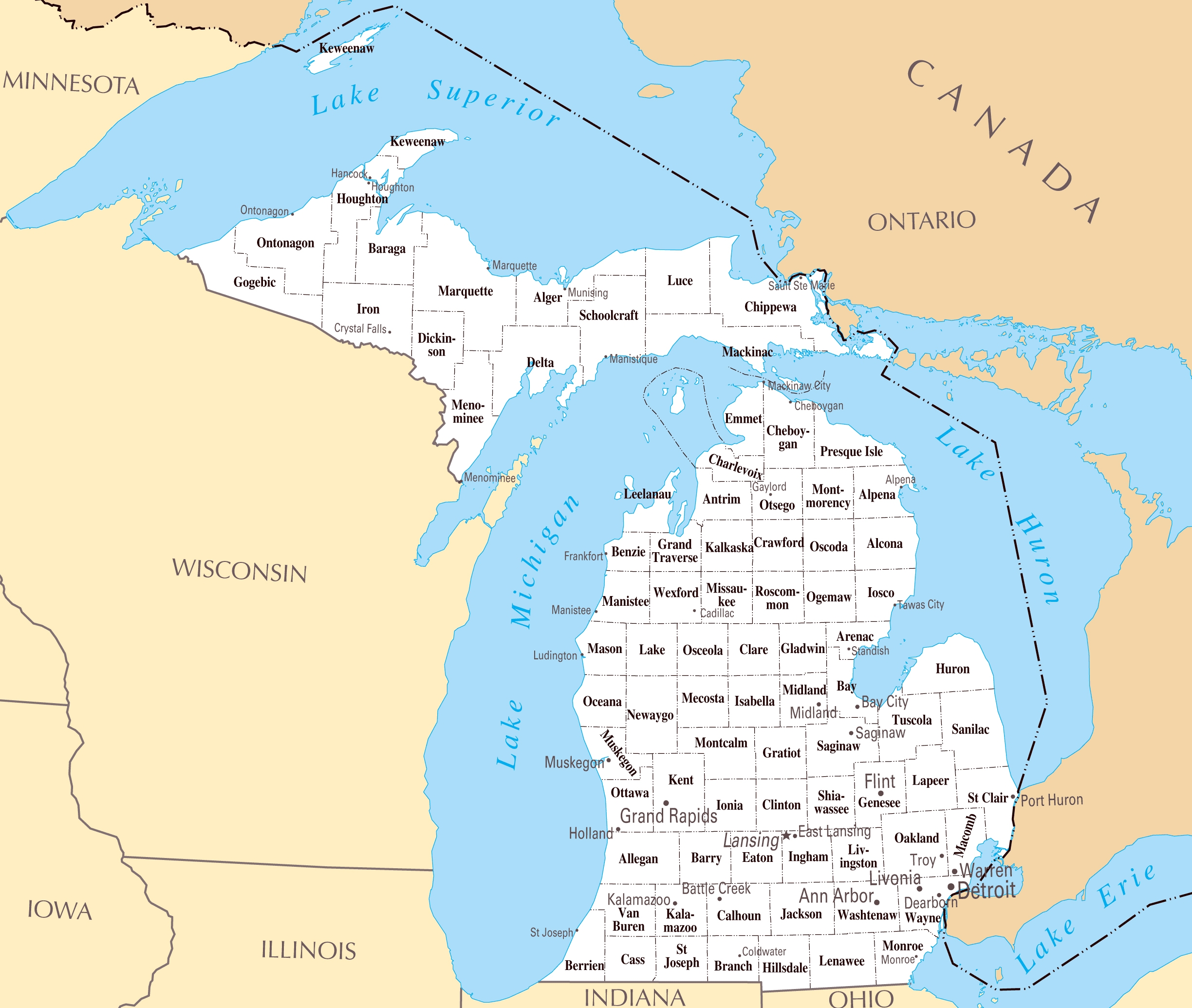 Printable Michigan Map