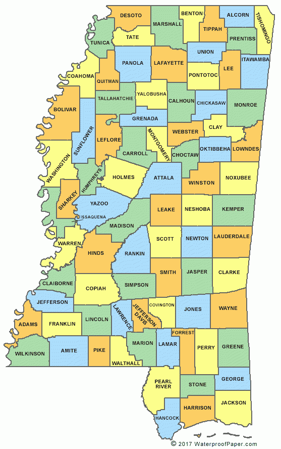 Printable Mississippi County Map