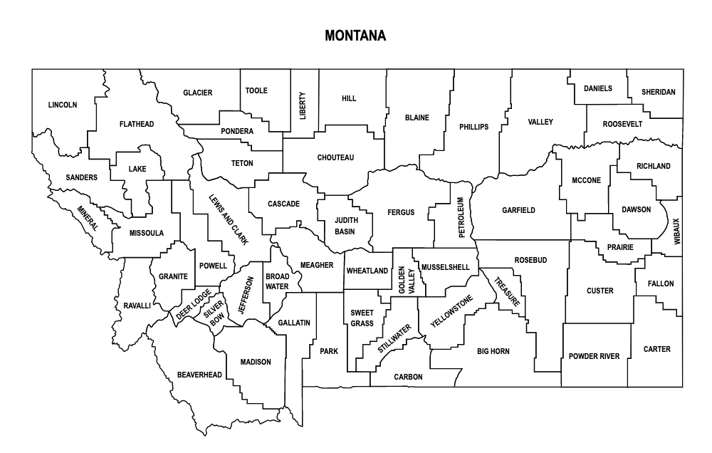 Printable Montana County Map