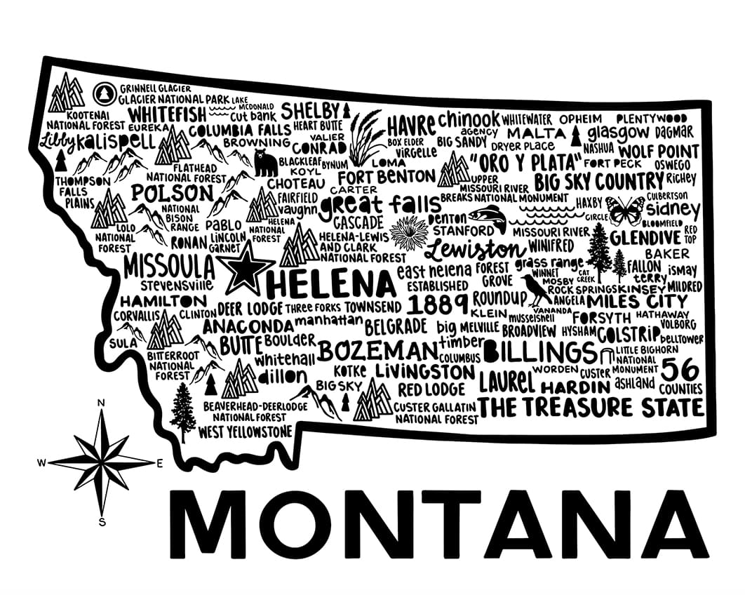 Printable Montana Map Art Free Download And Print For You 