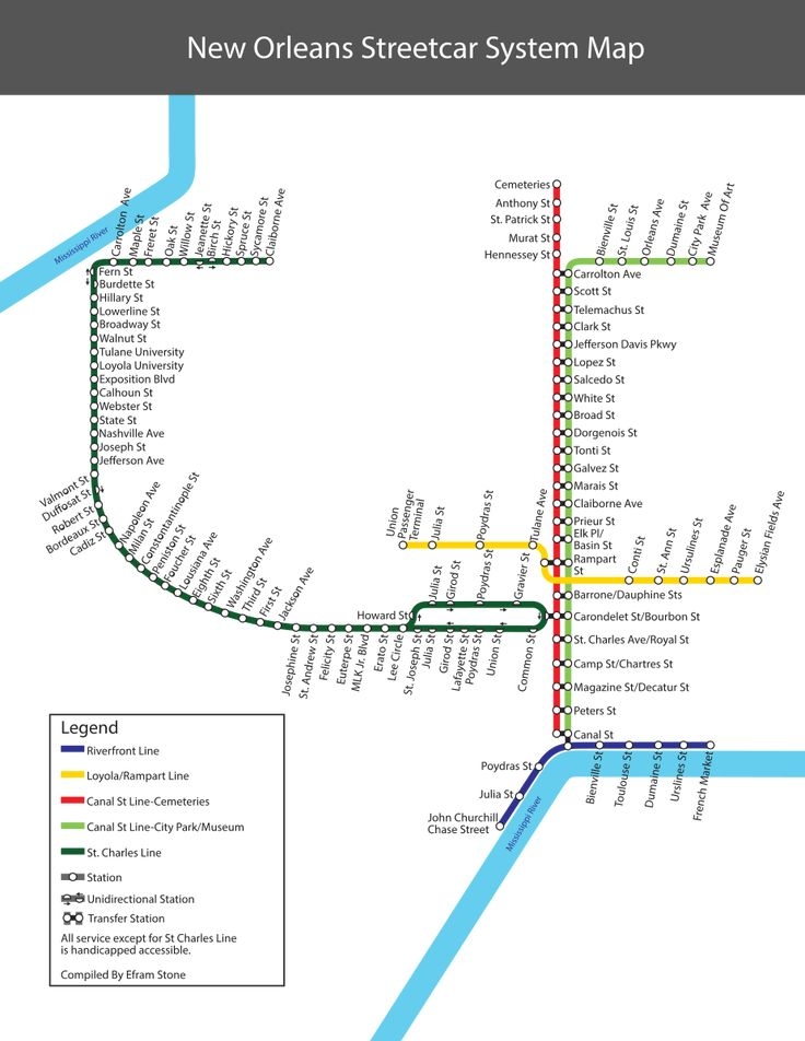 Printable New Orleans Streetcar Map Calendar Productivity Hacks