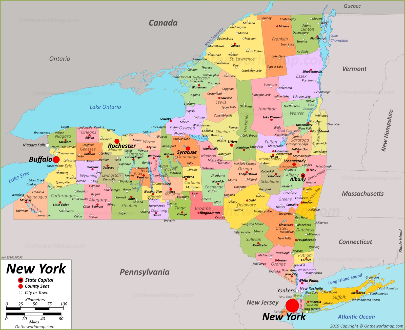 Printable New York State Map