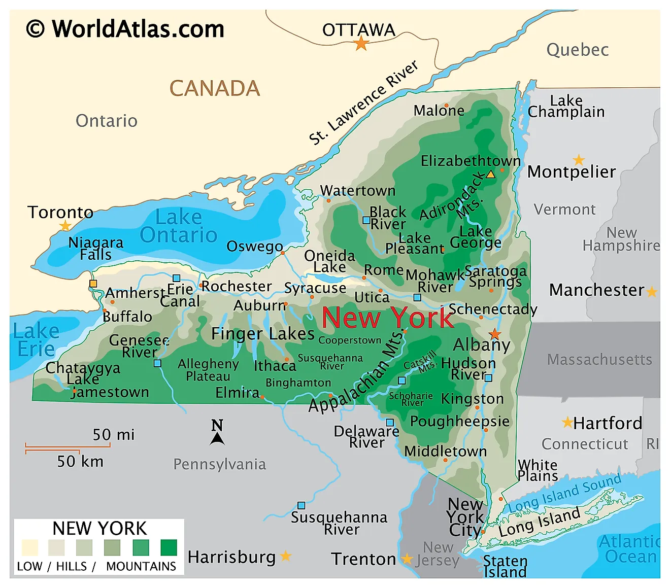 Printable New York State Map
