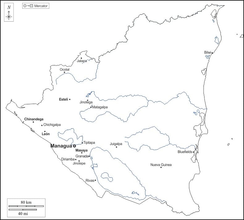 Printable Nicaragua Political Map Free Download And Print For You 