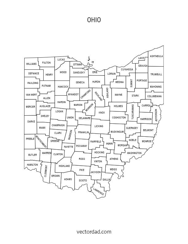 Printable Ohio County Map Printable Ohio County Map