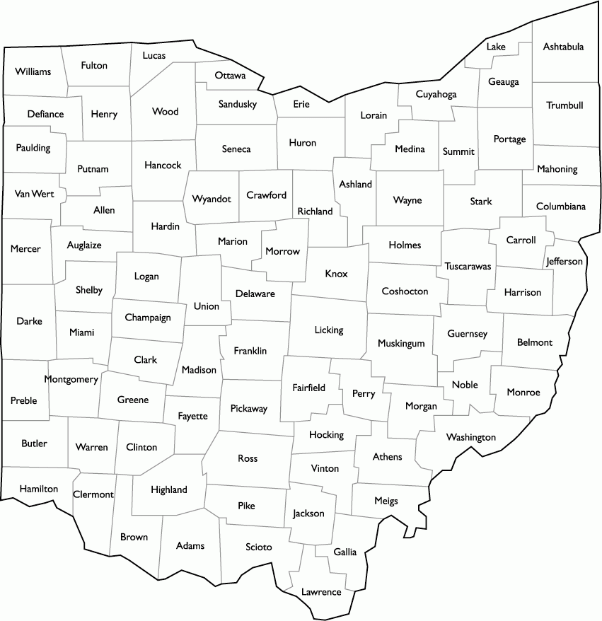 Printable Ohio County Map