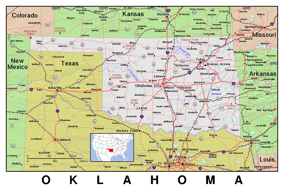 Printable Oklahoma State Map