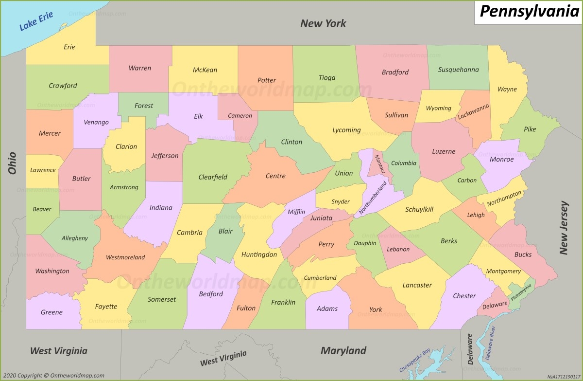 Printable Pa County Map