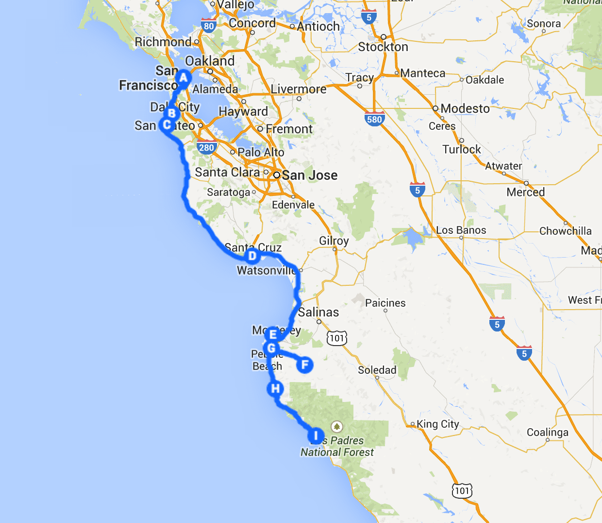 Printable Pacific Coast Highway Map