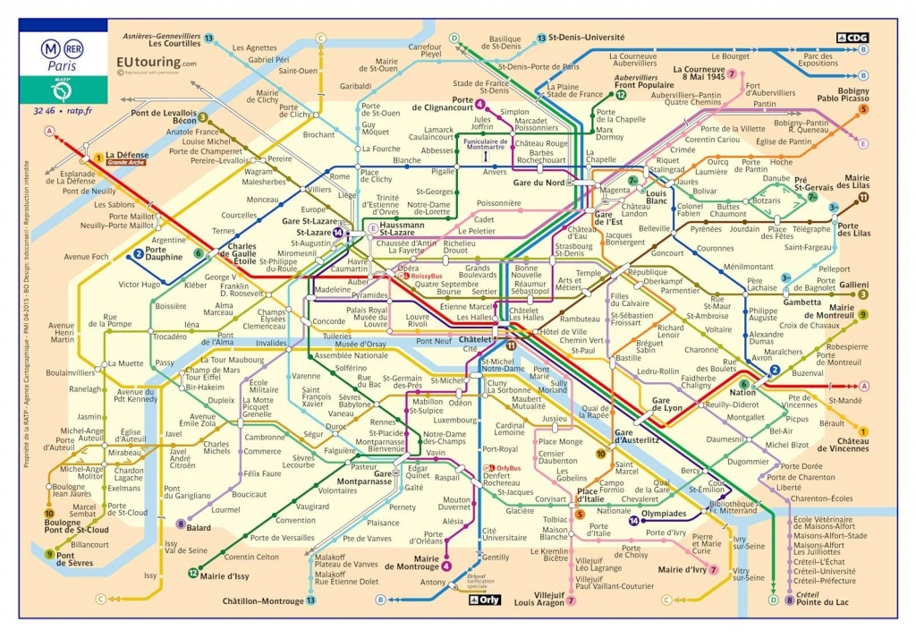 Printable Paris Metro Map