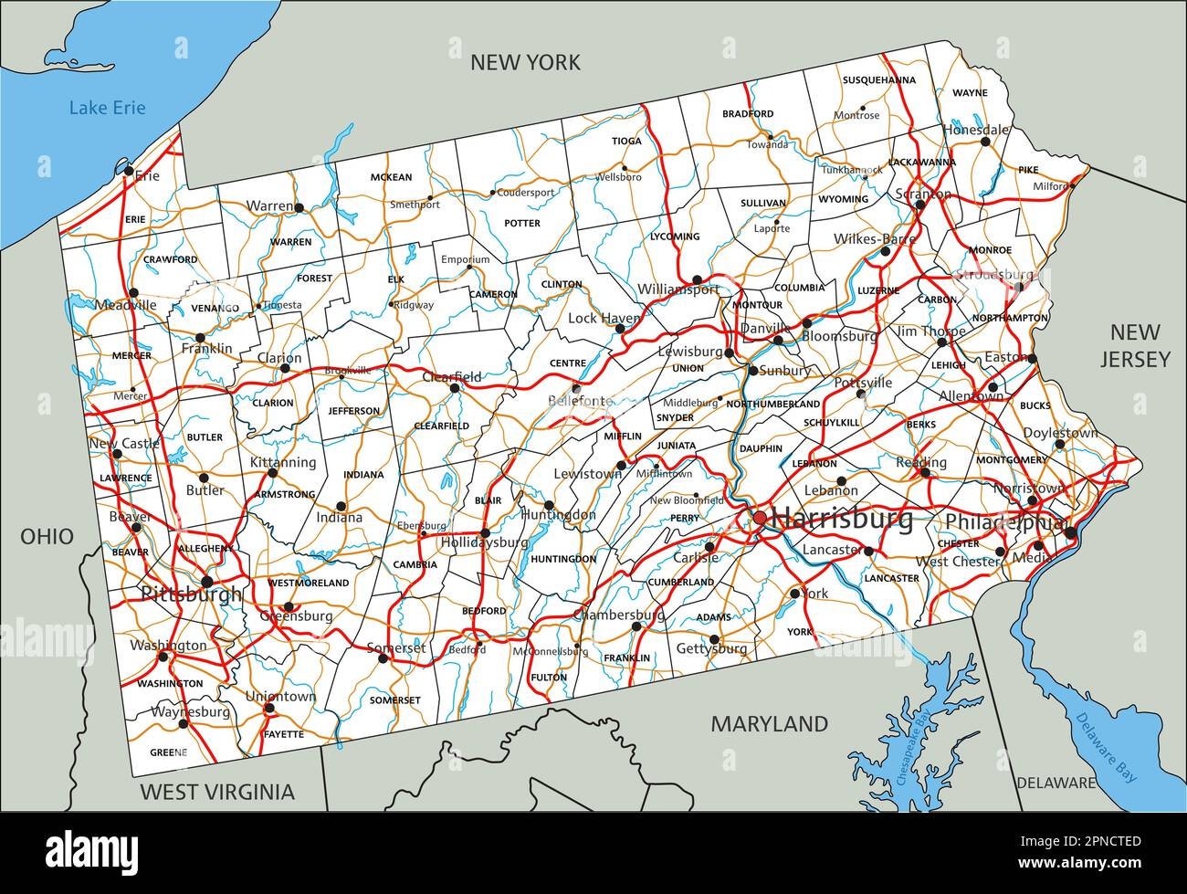 Printable Pennsylvania Road Map
