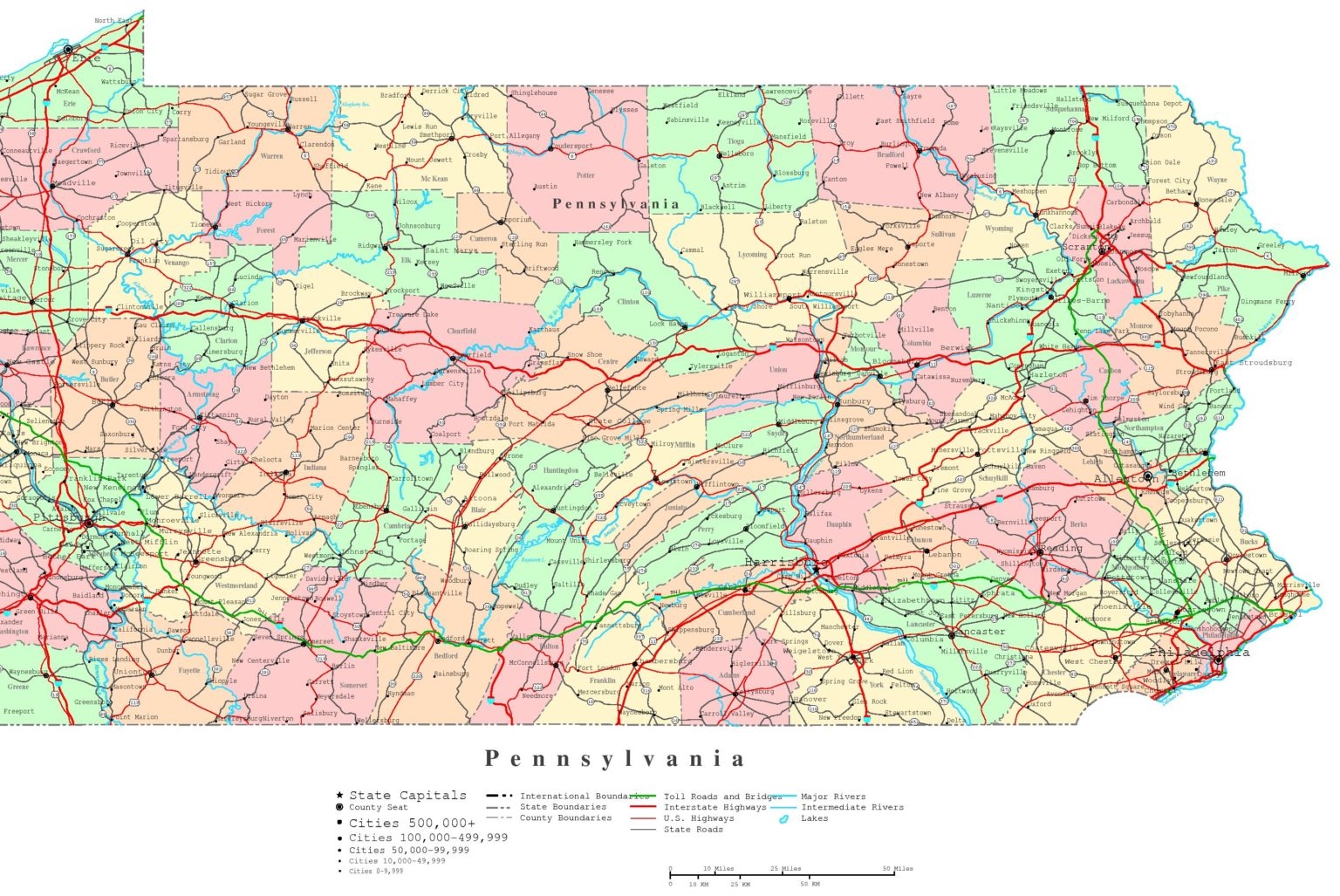 Printable Pennsylvania Road Map
