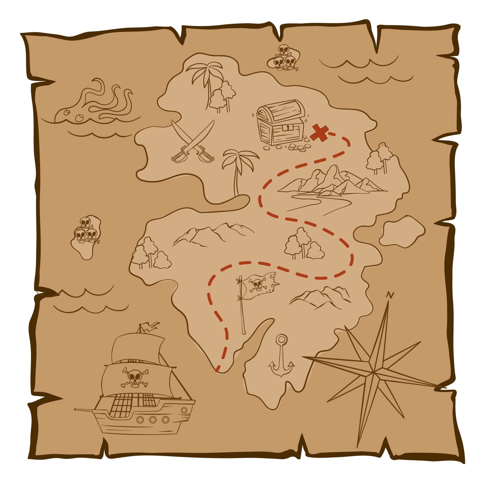 Printable Pirate Treasure Map Calendar Productivity Hacks