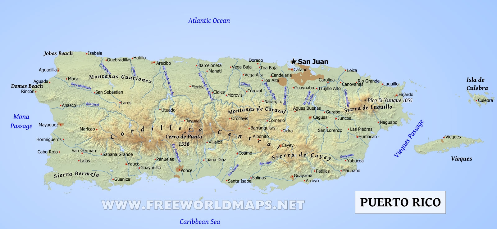 Printable Puerto Rico Map