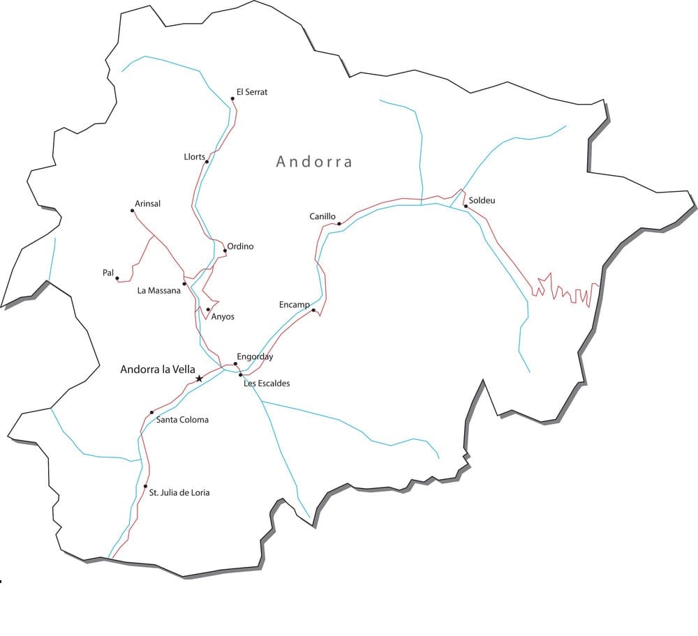 Printable Road Map Of Andorra Free Download And Print For You
