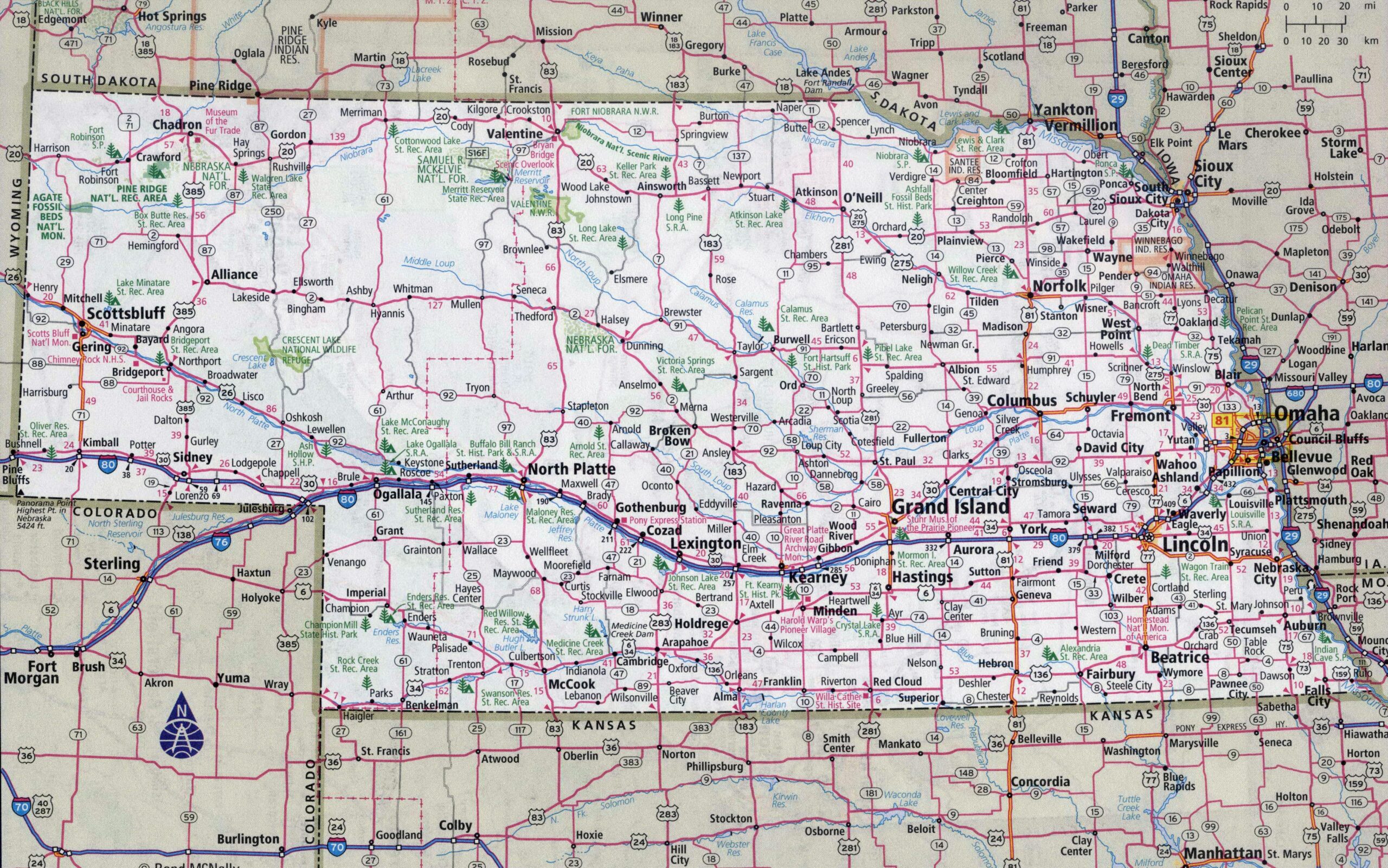 Printable Road Map Of Nebraska