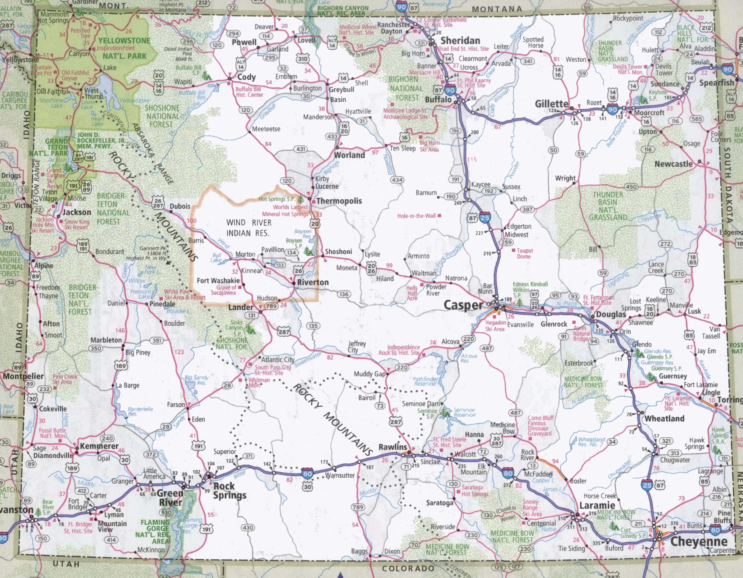 Printable Road Map Of Wyoming