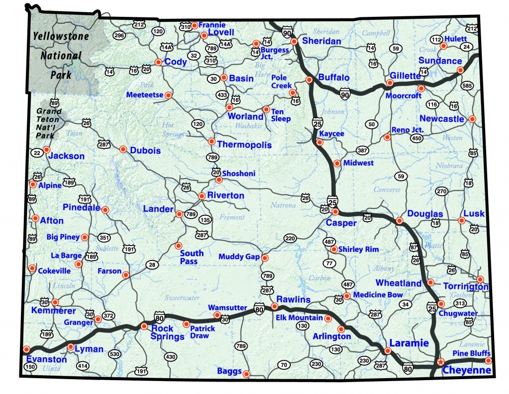 Printable Road Map Of Wyoming