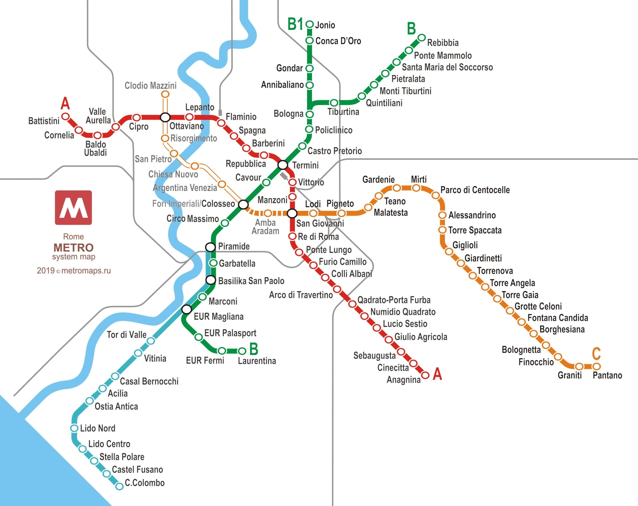 Printable Rome Metro Map