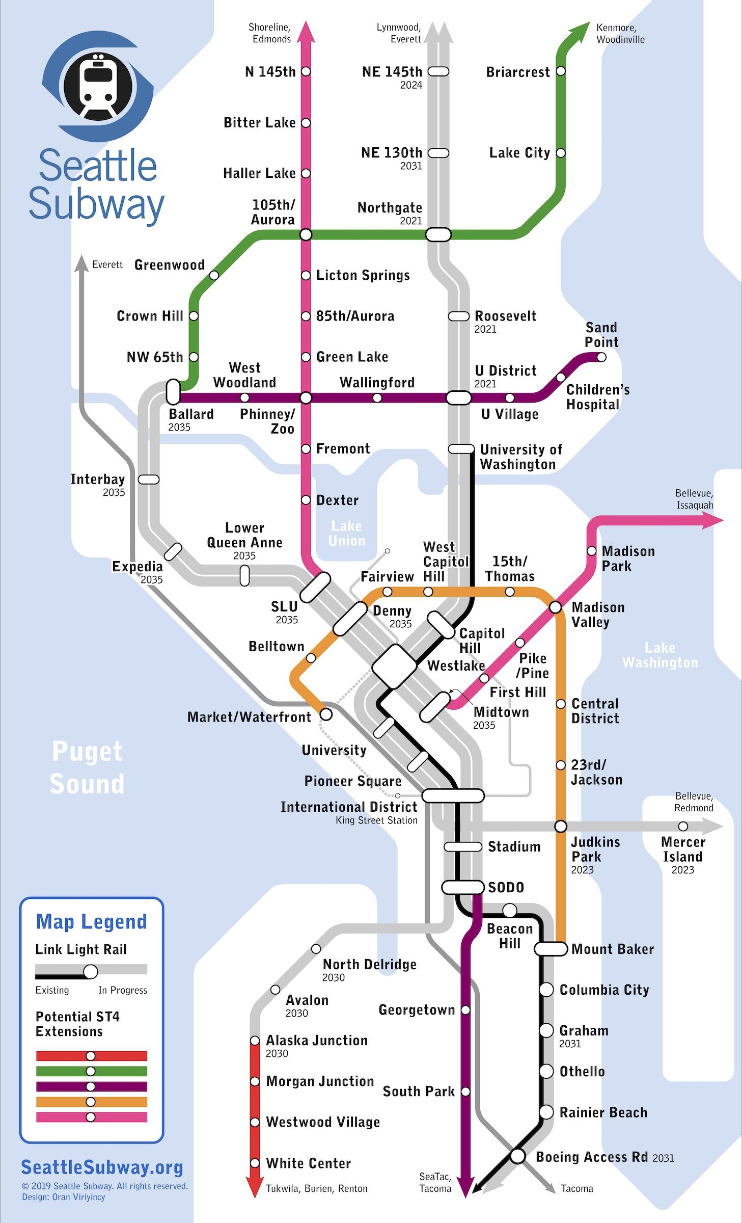 Printable Seattle Light Rail Map