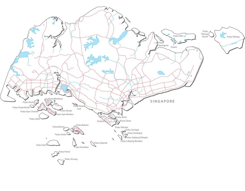 Printable Singapore Map Black White Outline Free Download And Print 