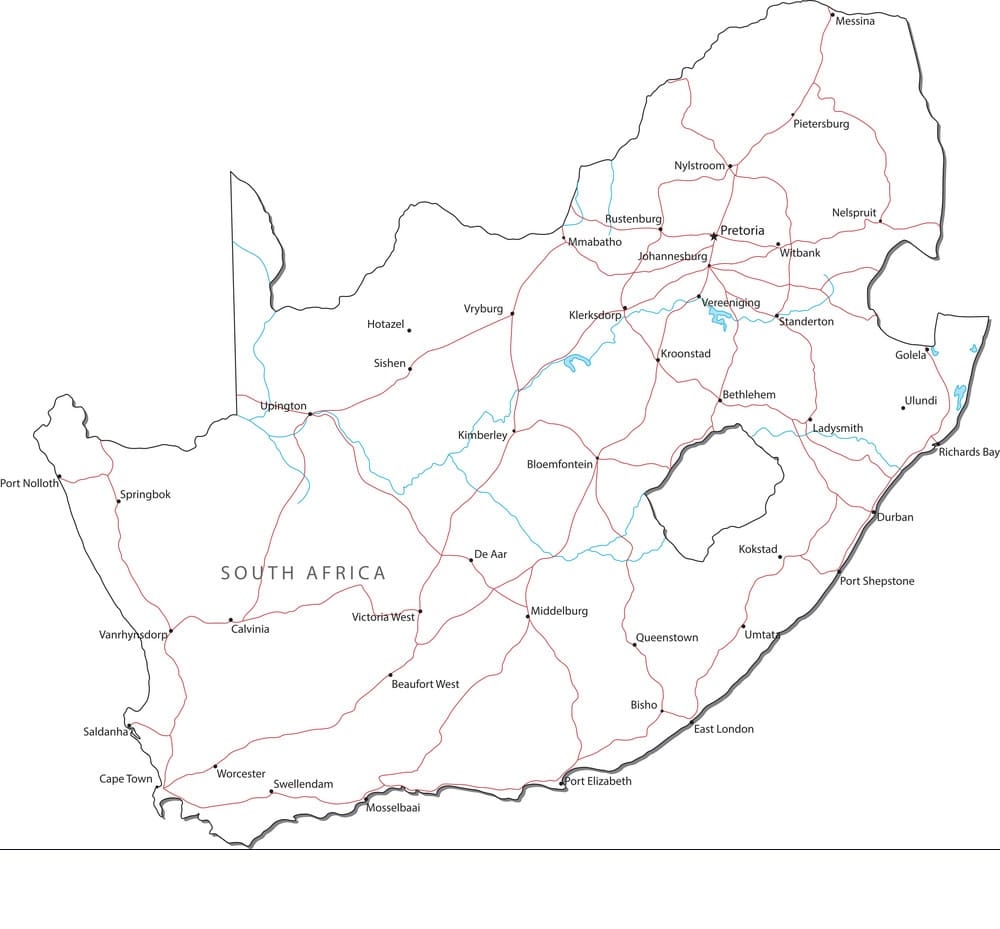 Printable South Africa Country Map Free Download And Print For You 