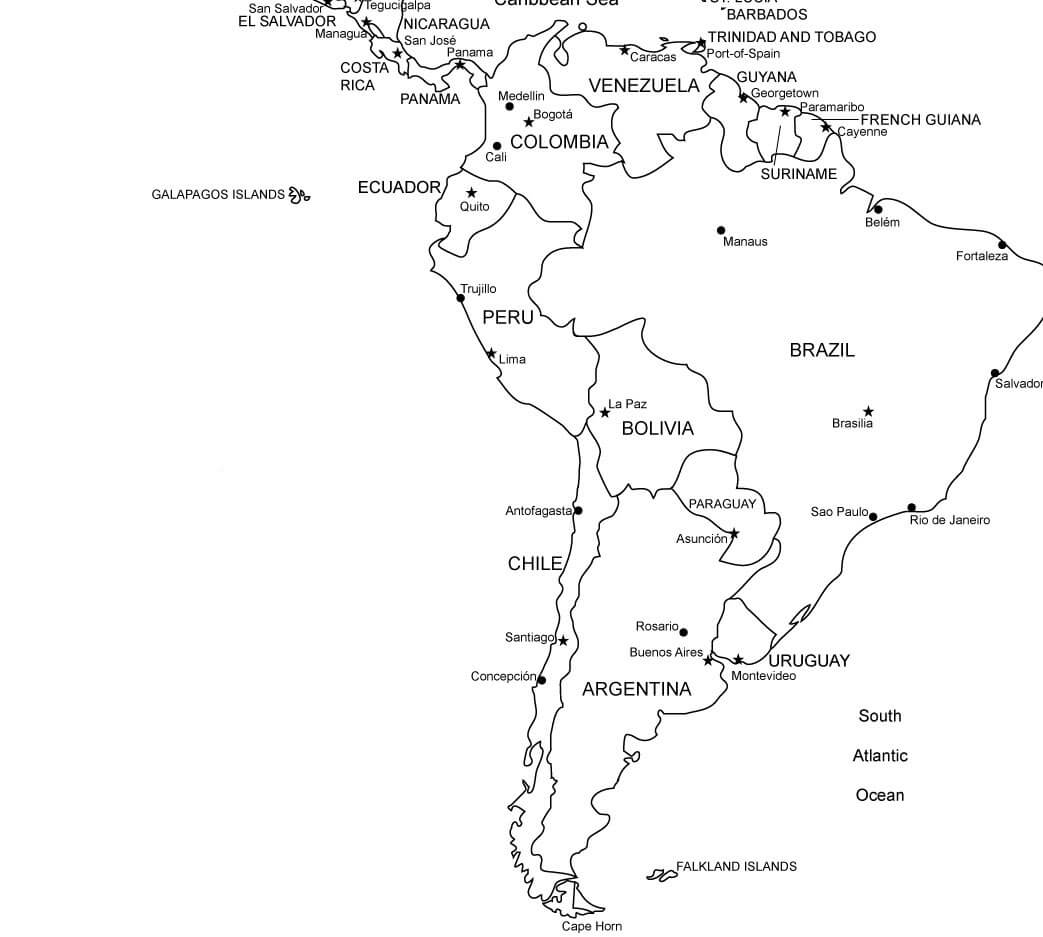 Printable South America Map Labeled 2 Free Download And Print For You