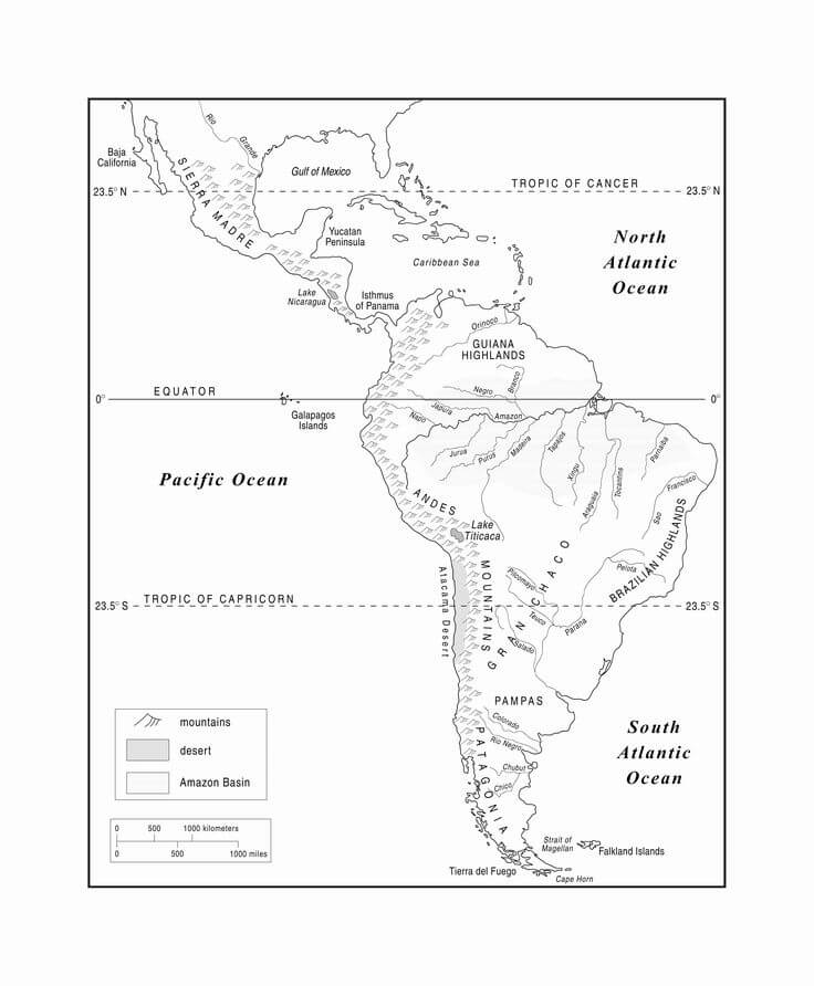 Printable South America Map Physical Free Download And Print For You 