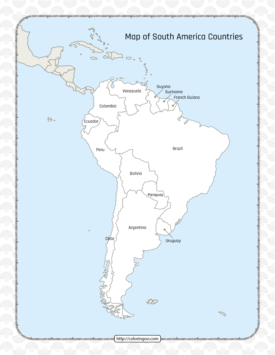 Printable South America Map
