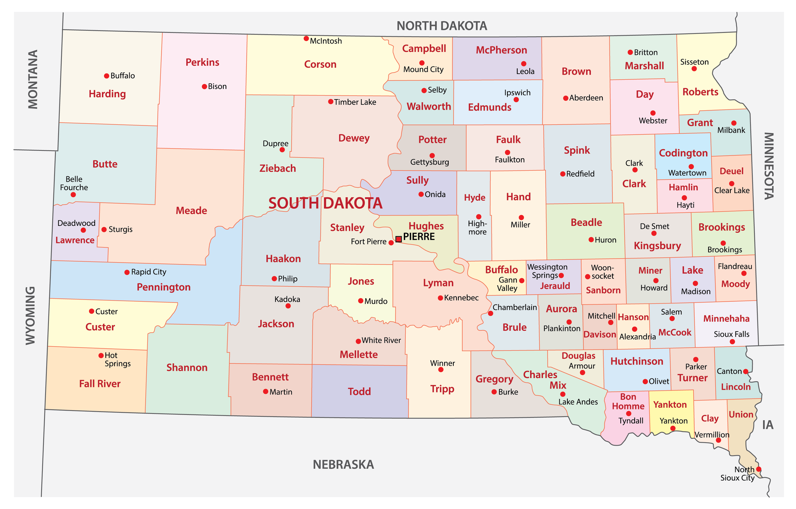 Printable South Dakota Map